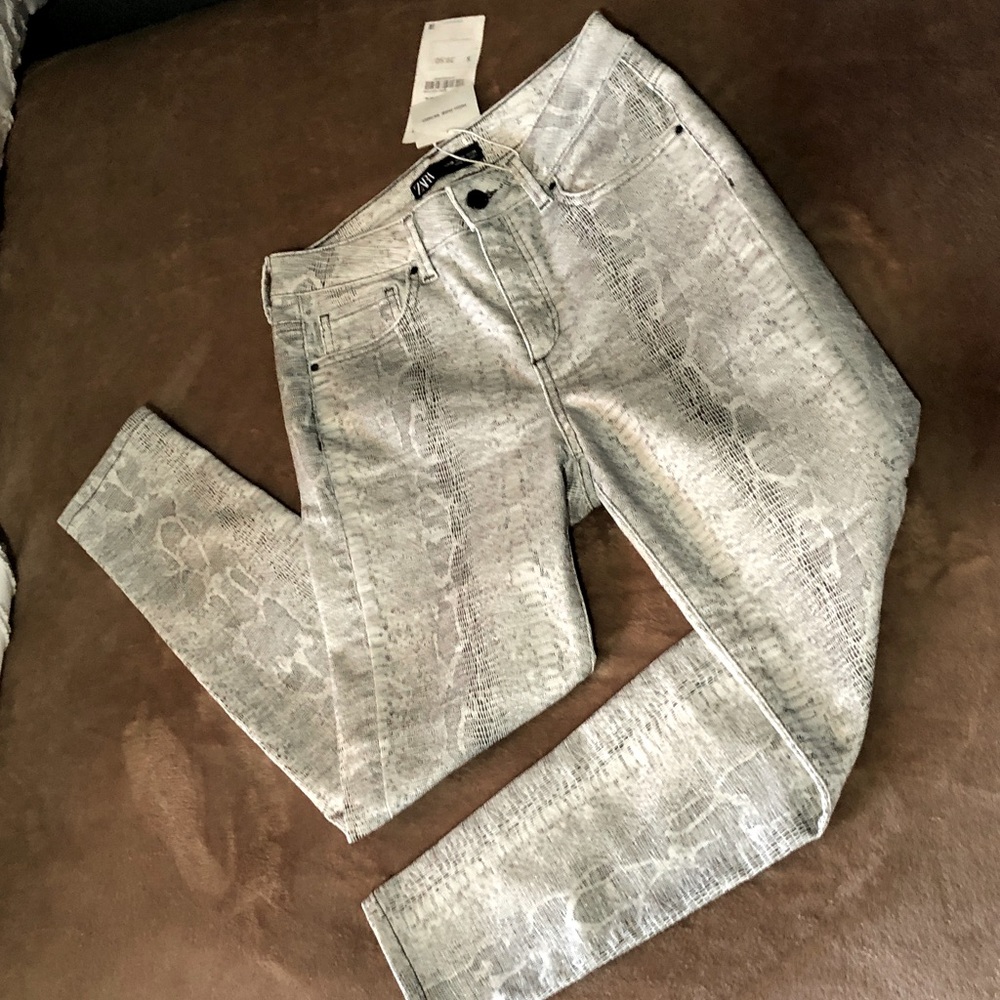 Zara Snake Print Skinny Jeans - Picture 7 of 11